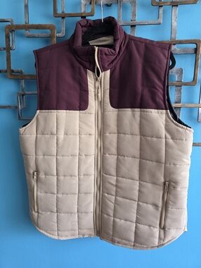 Nomad Men's Quilted Two-Tone Vest in Beige and Burgundy